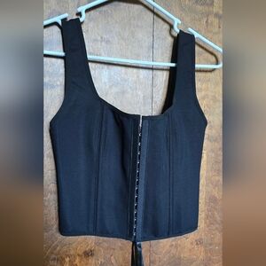 Black Sleeveless Corset Lace Up Bustier Top Size Small